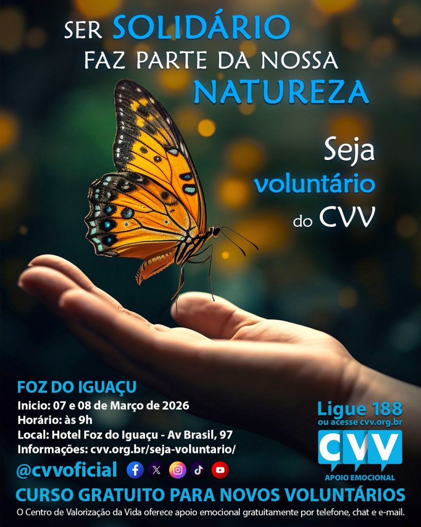 CVV Foz do Iguaçu abre inscrições para curso gratuito de novos voluntários