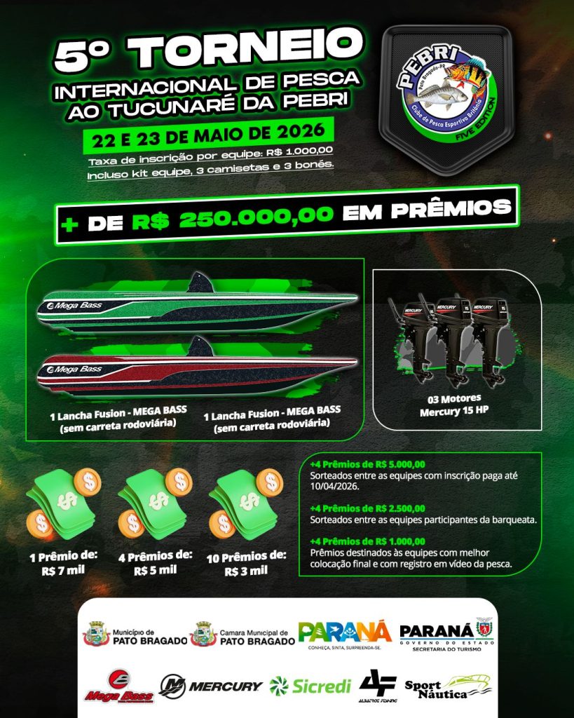 Pato Bragado sedia 5º Torneio Internacional de Pesca ao Tucunaré com mais de R$ 250 mil em prêmios