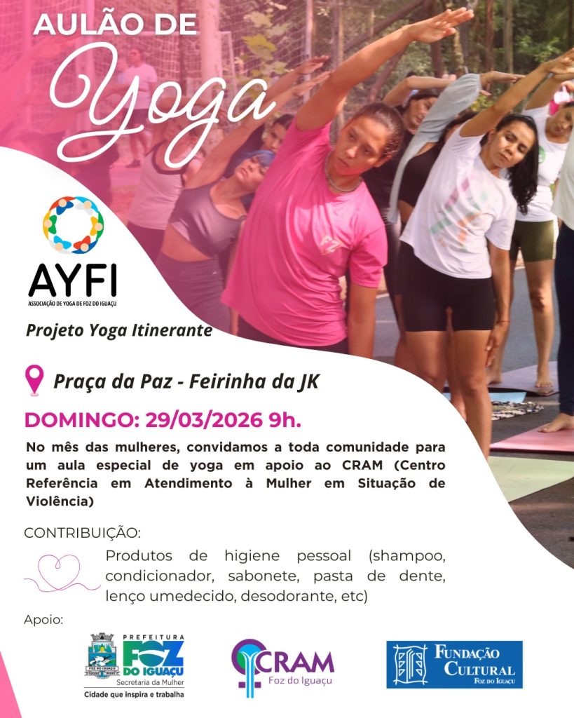 Yoga Itinerante em Foz do Iguaçu: 3ª edição une bem-estar e solidariedade em prol do CRAM