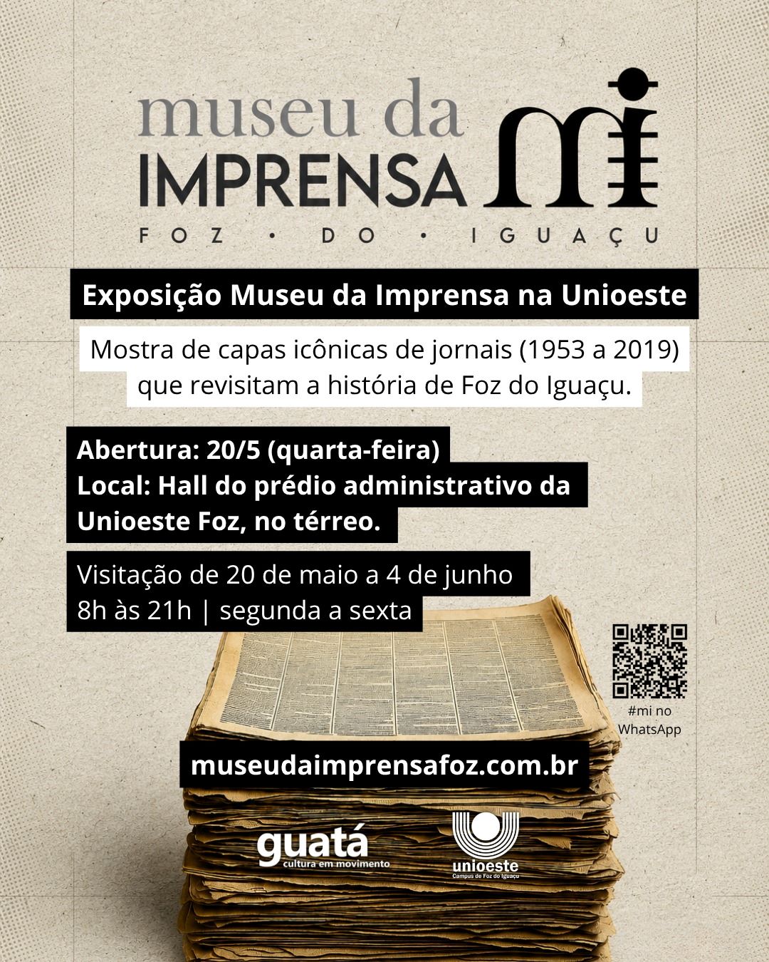 Unioeste recebe exposição do Museu da Imprensa sobre a história de Foz do Iguaçu
