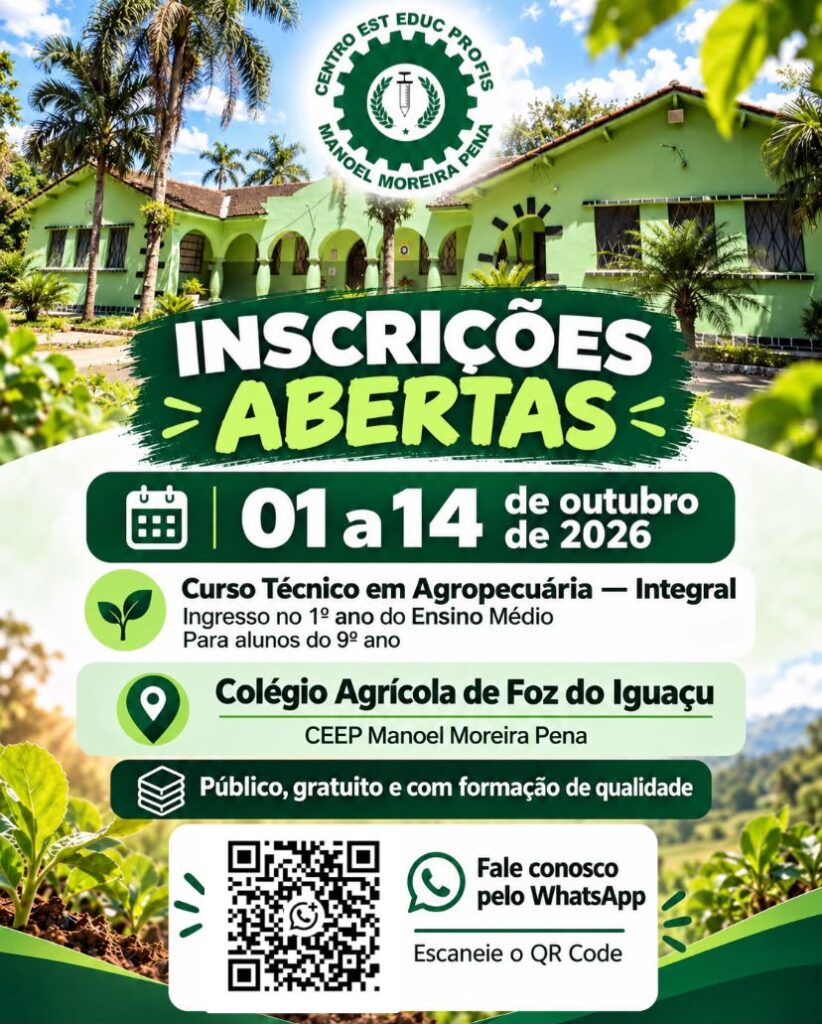 Colégio Agrícola de Foz do Iguaçu abre inscrições para Curso Técnico em Agropecuária