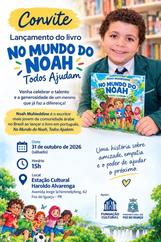 Foz do Iguaçu recebe Noah Muhieddine, escritor infantil de oito anos