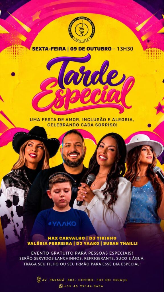 Tarde Especial promove festa gratuita para pessoas com deficiência em Foz do Iguaçu