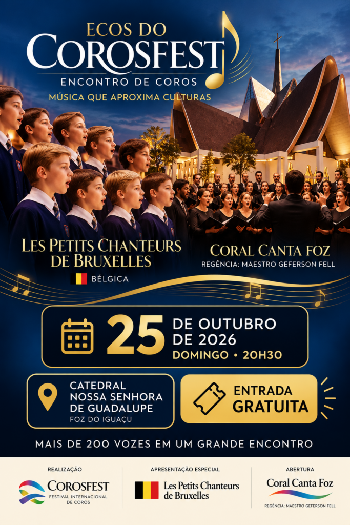 Coral belga se apresenta na Catedral Nossa Senhora de Guadalupe, em Foz do Iguaçu